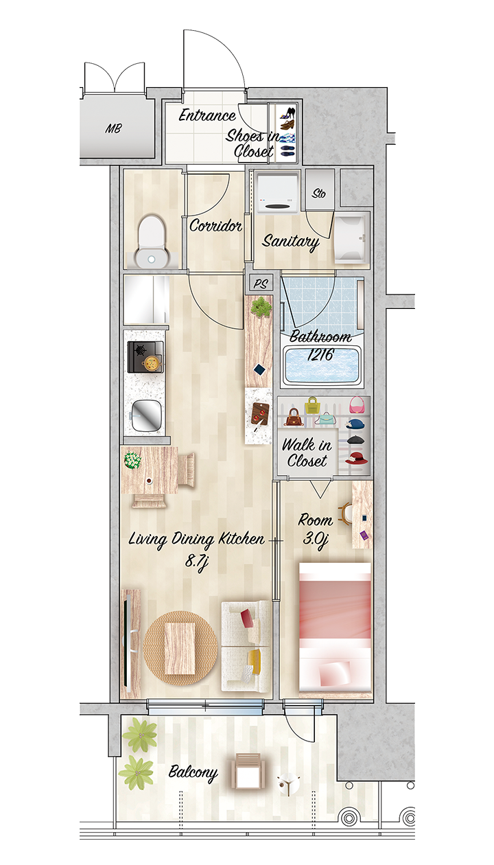 Cタイプ家具付き図面